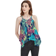 Neon Leaves Flowy Camisole Tank Top by fructosebat