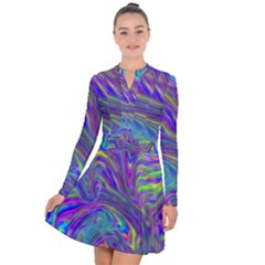 Abstract With Blue Long Sleeve Panel Dress by bloomingvinedesign