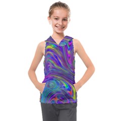 Abstract With Blue Kids  Sleeveless Hoodie by bloomingvinedesign