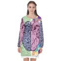 Brain Heart Balance Emotion Art Long Sleeve Chiffon Shift Dress  View1