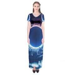 Artificial Intelligence Ai Short Sleeve Maxi Dress by Ravend