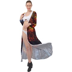 Space Nature Fantasy Trees Maxi Chiffon Beach Wrap by Ravend