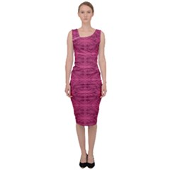 Elegant Pink Floral Geometric Pattern Sleeveless Pencil Dress by dflcprintsclothing