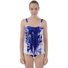 Abstract T- Shirt Blumer T- Shirt Twist Front Tankini Set by maxcute