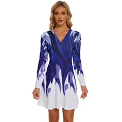 Abstract T- Shirt Blumer T- Shirt Long Sleeve Deep V Mini Dress  by maxcute