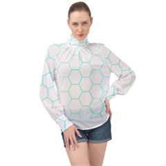 Abstract T- Shirt Honeycomb Pattern 4 High Neck Long Sleeve Chiffon Top by maxcute