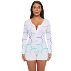 Abstract T- Shirt Honeycomb Pattern 6 Long Sleeve Boyleg Swimsuit by maxcute