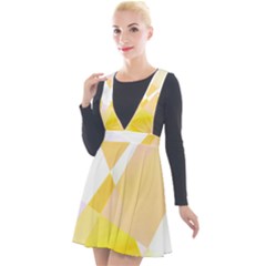 Abstract T- Shirt Yellow Chess Cell Abstract Pattern T- Shirt Plunge Pinafore Velour Dress by maxcute