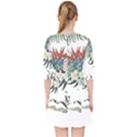 Botanical T- Shirt Botanical Delicate Frog Flowers T- Shirt Quarter Sleeve Pocket Dress View2