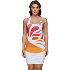 Butterfly T- Shirt Butterfly Orange Red Gradient T- Shirt Sleeveless Wide Square Neckline Ruched Bodycon Dress by maxcute