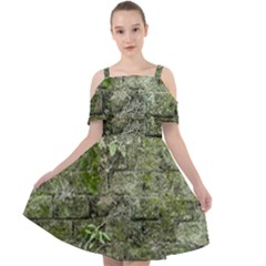 Old Stone Exterior Wall With Moss Cut Out Shoulders Chiffon Dress by dflcprintsclothing