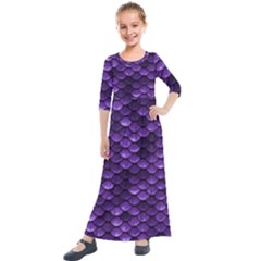 Purple Scales! Kids  Quarter Sleeve Maxi Dress by fructosebat