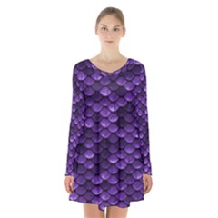 Purple Scales! Long Sleeve Velvet V-neck Dress by fructosebat