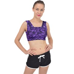 Purple Scales! V-back Sports Bra by fructosebat