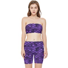 Purple Scales! Stretch Shorts And Tube Top Set by fructosebat