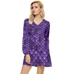 Purple Scales! Tiered Long Sleeve Mini Dress by fructosebat