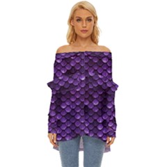 Purple Scales! Off Shoulder Chiffon Pocket Shirt by fructosebat