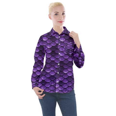 Purple Scales! Women s Long Sleeve Pocket Shirt by fructosebat