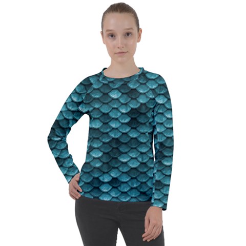 Teal Scales! Women s Long Sleeve Raglan Tee by fructosebat