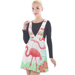 Flower Flamingo T- Shirt Floral Birds Flower Flamingo T- Shirt Plunge Pinafore Velour Dress by maxcute