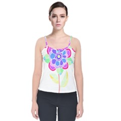 Flower Illustration T- Shirtflower T- Shirt Velvet Spaghetti Strap Top by maxcute