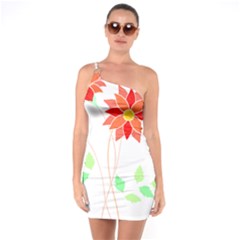 Flowers Art T- Shirtflowers T- Shirt (2) One Soulder Bodycon Dress by maxcute