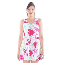 Flowers T- Shirt Batik Flower Pattern T- Shirt Scoop Neck Skater Dress by maxcute