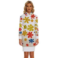 Flowers T- Shirt Flower Power T- Shirt Long Sleeve Shirt Collar Bodycon Dress by maxcute