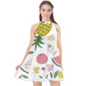 Fruits T- Shirt Funny Summer Fruits Collage Fruit Bright Colors T- Shirt Halter Neckline Chiffon Dress  View1