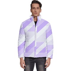 Geometric Abstract Art T- Shirt Purple Mountains Pattern Men s Puffer Bubble Jacket Coat by maxcute