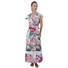 Hawaii T- Shirt Hawaii Ice Flowers Garden T- Shirt Flutter Sleeve Maxi Dress by maxcute