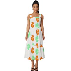 Irish T- Shirt Shamrock Pattern In Green White Orange T- Shirt Square Neckline Tiered Midi Dress by maxcute