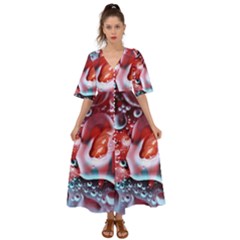 Abstract Art Texture Bubbles Kimono Sleeve Boho Dress by Ravend