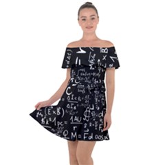 E=mc2 Text Science Albert Einstein Formula Mathematics Physics Off Shoulder Velour Dress by Jancukart