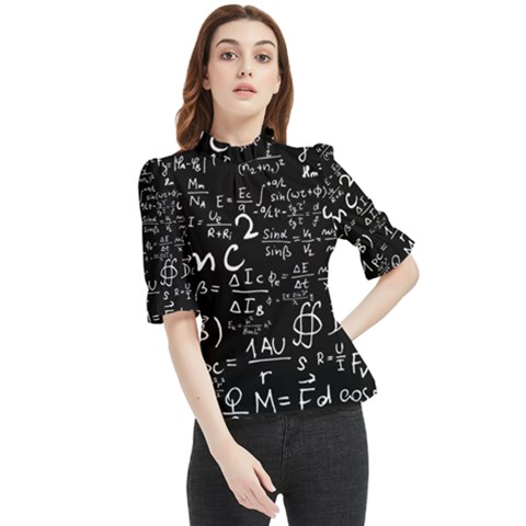 E=mc2 Text Science Albert Einstein Formula Mathematics Physics Frill Neck Blouse by Jancukart