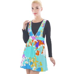 Paint Splatter T- Shirt Abstract Paint Splash T- Shirt Plunge Pinafore Velour Dress by maxcute