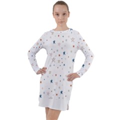 Pattern T- Shirt Seamless Pattern With Colorful Stars T- Shirt Long Sleeve Hoodie Dress by maxcute