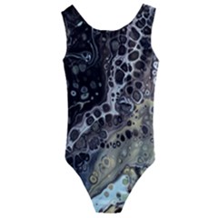 Black Marble Abstract Pattern Texture Kids  Cut-out Back One Piece Swimsuit