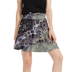 Black Marble Abstract Pattern Texture Waistband Skirt by Jancukart