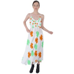 St Patricks Day T- Shirt Green White Orange Shamrock Pattern T- Shirt Tie Back Maxi Dress by maxcute