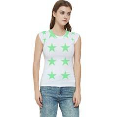 Stars T- Shirt Star Pattern - Green T- Shirt Women s Raglan Cap Sleeve Tee by maxcute