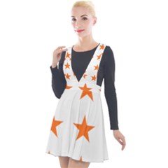 Stars T- Shirt Star Pattern - Orange T- Shirt Plunge Pinafore Velour Dress by maxcute