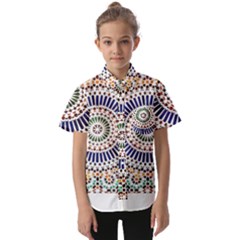 Tiles T- Shirttile Pattern, Moroccan Zellige Tilework T- Shirt Kids  Short Sleeve Shirt by maxcute