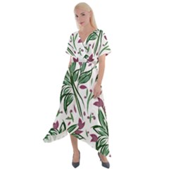 Tropical Island T- Shirt Pattern Love Collection 2 Cross Front Sharkbite Hem Maxi Dress by maxcute