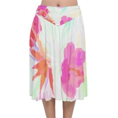 Tropical T- Shirt Tropical Fascinating Foliage T- Shirt Velvet Flared Midi Skirt by maxcute