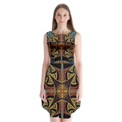 Abstract, Pattern Arabesque Design Tile Decoration Seamless Sleeveless Chiffon Dress  