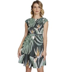 Tropical T- Shirt Tropical Garden Floricorous T- Shirt Cap Sleeve High Waist Dress by maxcute