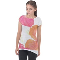 Tropical T- Shirt Tropical Pattern Floridense T- Shirt Cap Sleeve High Low Top by maxcute