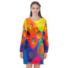 Colorfull Pattern Long Sleeve Chiffon Shift Dress  by artworkshop