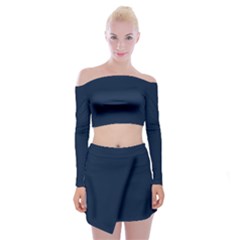 Sapphire Elegance Off Shoulder Top With Mini Skirt Set by HWDesign